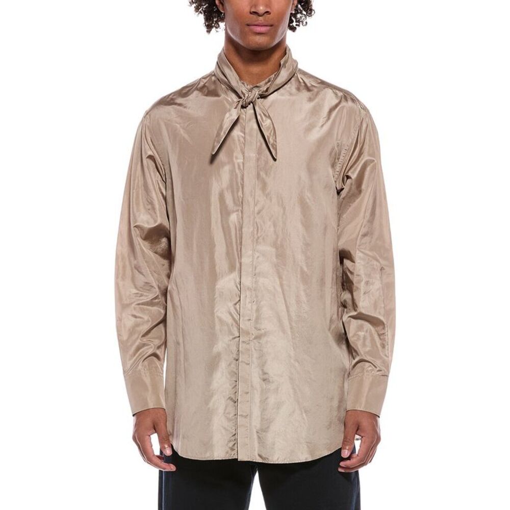 Valentino Mens Silk Shirt, Tan